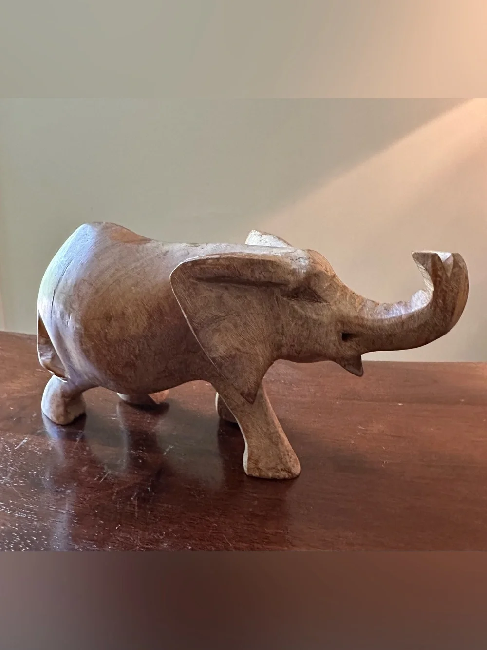 Wooden, hand carved elephant